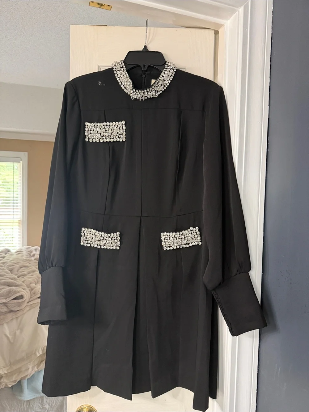 Tuckernuck Black Dress with Pearl Embellishments